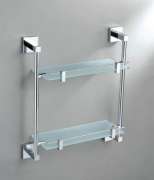 Bathroom Accessories Double Towel Rails S2644A Double Glass Shelf