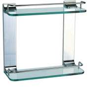 Bathroom Accessories SCS-07 Clear Double Glass Shelf With Bar
